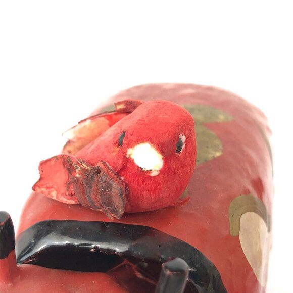 Japanese Red Cow Pair Vintage AKABEKO papier-mâché Lucky Charm Hand Made Folk - Picture 9 of 9